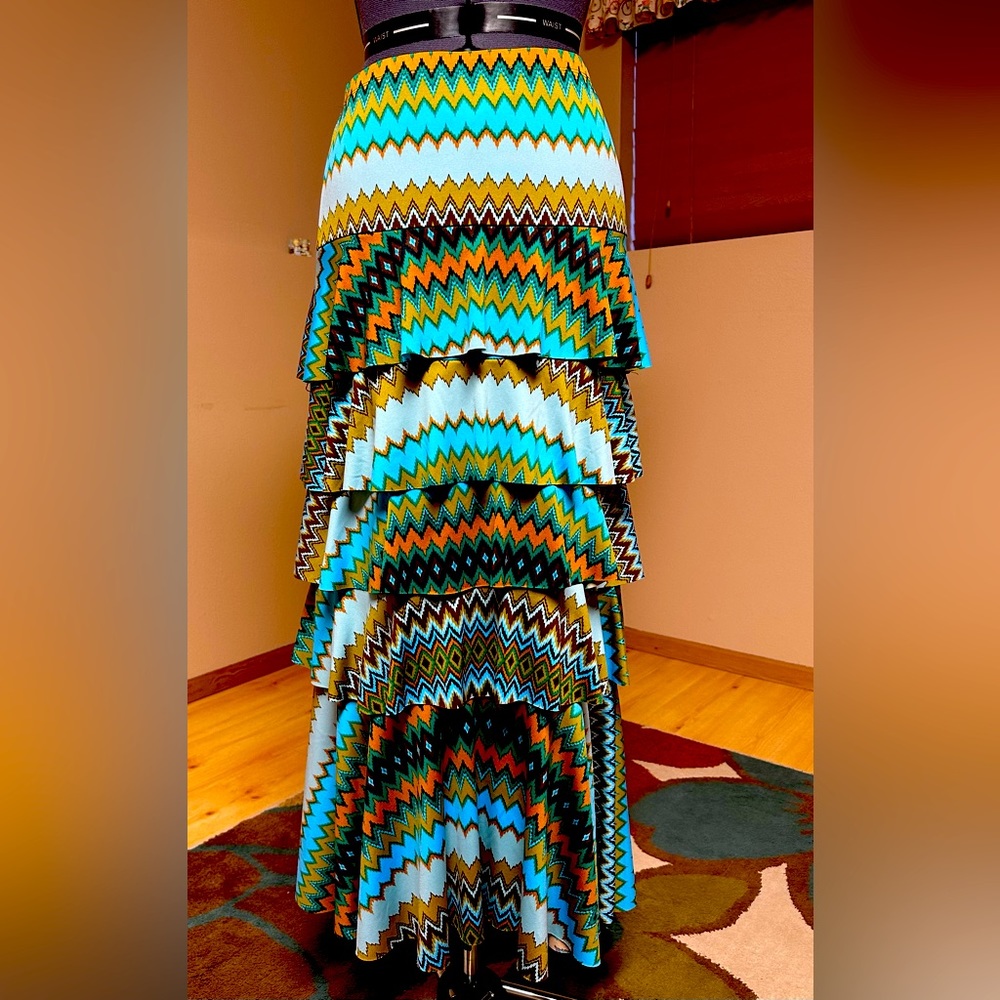 Paniz Maxi Ruffled Skirt Multi-Color